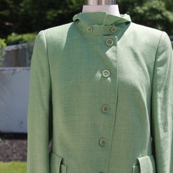 Akris Women's Green Spring Blazer Designer Soft Wool Blend Green Size 12 - Picture 6 of 14